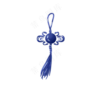 蓝色中国结手绘装饰图案,免抠元素