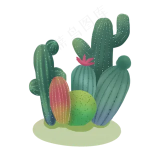 手绘夏日元素仙人掌装饰图,免抠元素