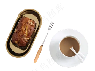 叉子咖啡糕点枣糕,免抠元素