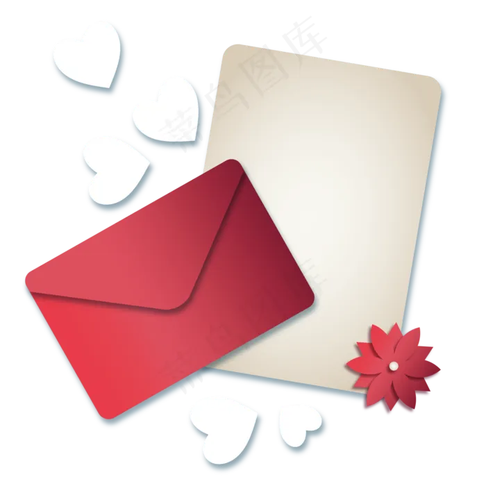 爱心花朵与信封(2000*2000px 300 dpi )ai矢量模版下载