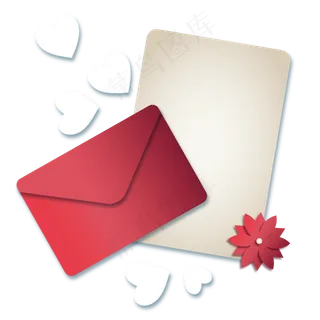 爱心花朵与信封