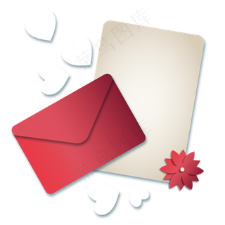 爱心花朵与信封