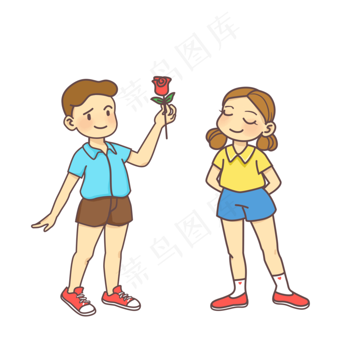 七夕情人节男孩女孩送玫瑰花小清