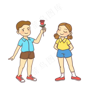 七夕情人节男孩女孩送玫瑰花小清