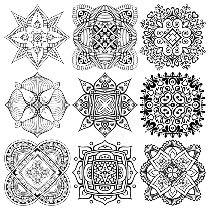 一套曼荼罗民族画。eps,ai矢量模版下载