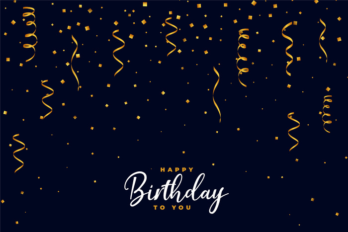 飘落的金色五彩纸屑生日快乐背景设计