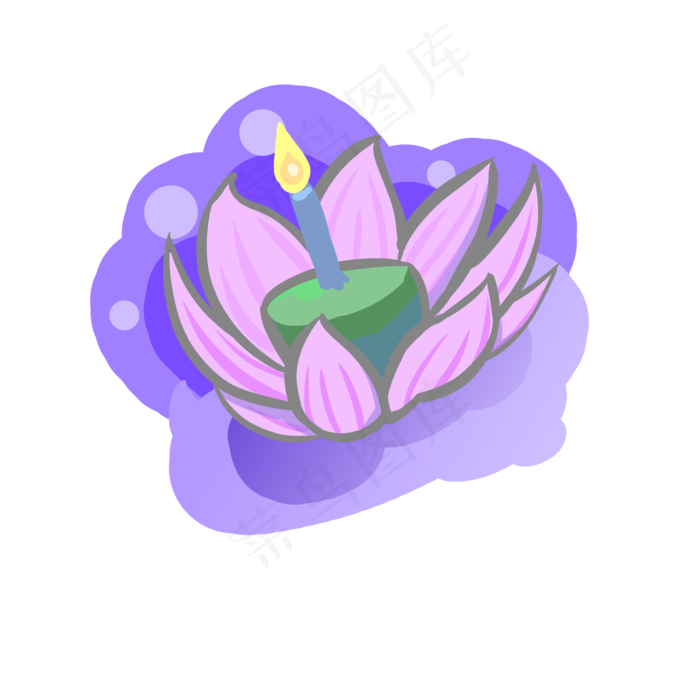 中元节祈福荷花灯插画