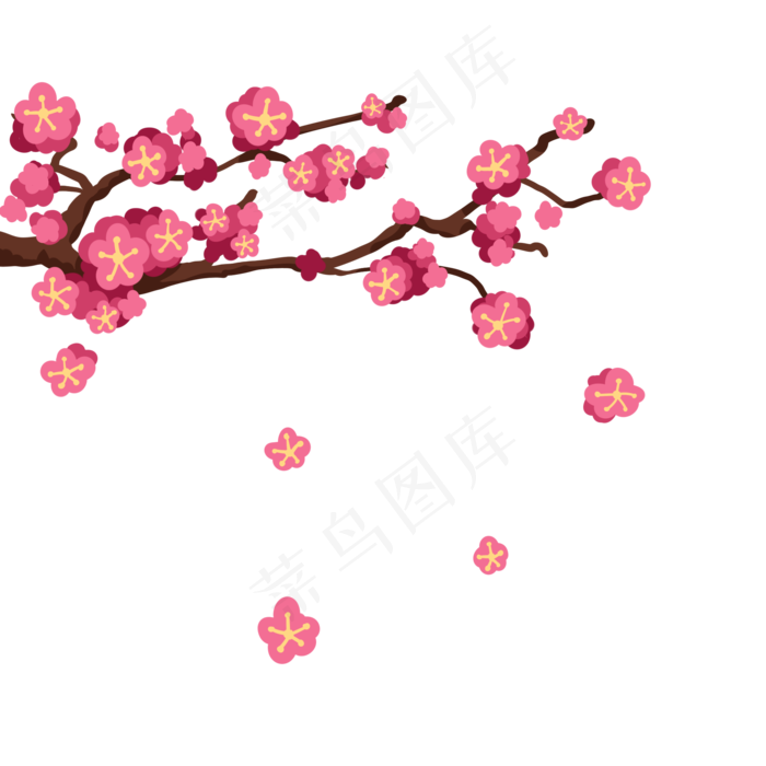 水墨梅花凋落花枝