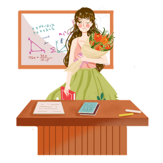 感恩教师节鲜花女教师png素材