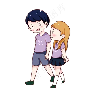 手绘卡通情侣