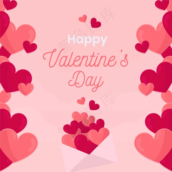 粉色心形情人节快乐背景eps,ai矢量模版下载