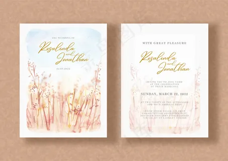 水彩花卉画婚礼请柬