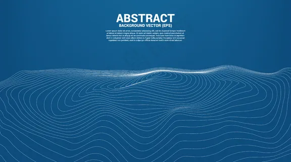 数字轮廓曲线点和线波纹和线框波浪。未来技术概念的抽象背景