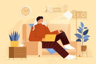 在室内放松的人