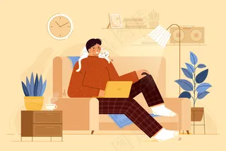 在室内放松的人