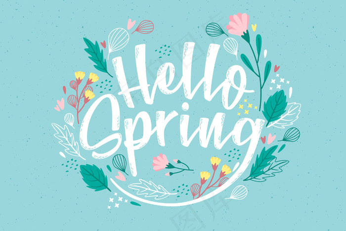 缤纷的hello spring设计eps,ai矢量模版下载