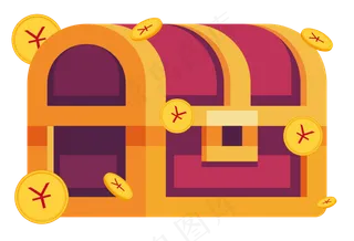 矢量扁平风金币宝箱