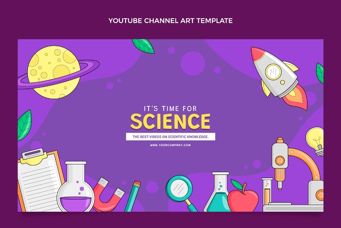 手绘科学 youtube 频道艺术eps,ai矢量模版下载