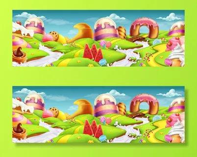 甜美的风景全景。三维矢量图 甜美的风景全景。三维矢量图