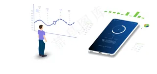 分析数据和投资。等轴测笔记本电脑上的分析数据。在线统计和数据分析。数字货币市场，投资，金融和贸易。