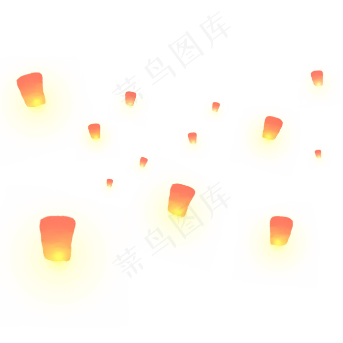 孔明灯漂浮装饰(2000X2000(DPI:300))psd模版下载