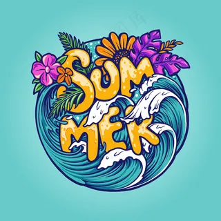 你好夏季热带海滩概念