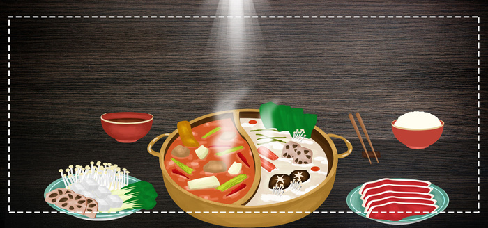 冬季美味火锅简约黑色背景