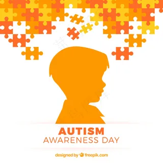 儿童轮廓的自闭症日背景