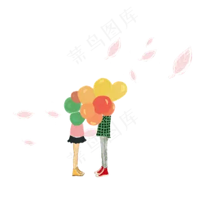 七夕情人气球落叶