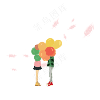 七夕情人气球落叶