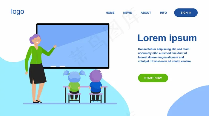 女教师为孩子们讲解课程eps,ai矢量模版下载