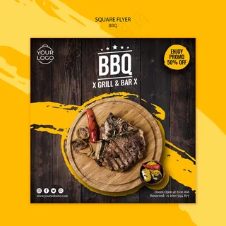 带烧烤主题的宣传单,DM传单模板