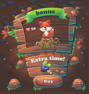 木制游戏用户界面加成窗口矢量图