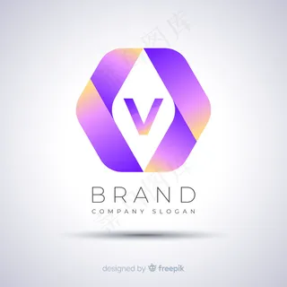 渐变抽象模板六边形徽标