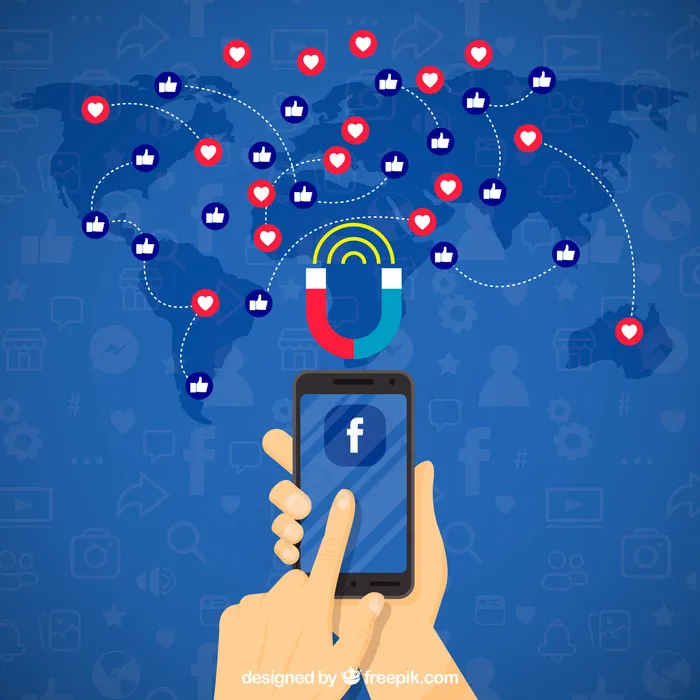 Facebook影响者背景，带有决定性符号和表情符号eps,ai矢量模版下载