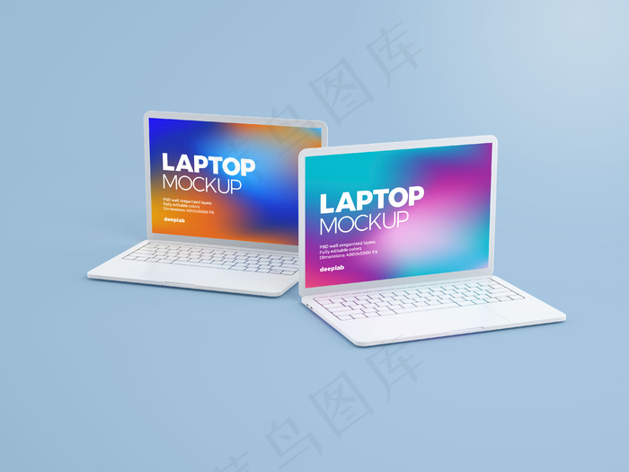 带可编辑背景色的笔记本电脑模型样机psd模版下载