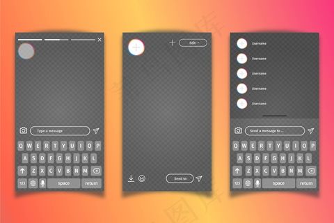 Instagram配置文件界面模板和键盘