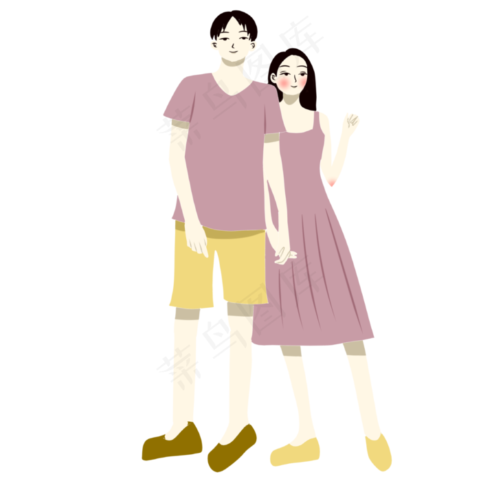 手绘矢量卡通情人节七夕节情侣(3000X3000(DPI:762))psd模版下载
