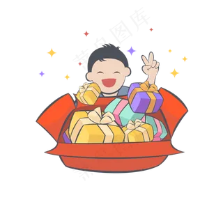 抽奖促销很多礼品盒子笑容男性