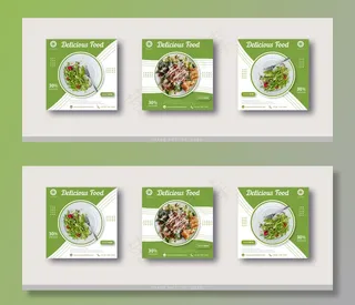 食品销售模板和社交媒体横幅banner模板