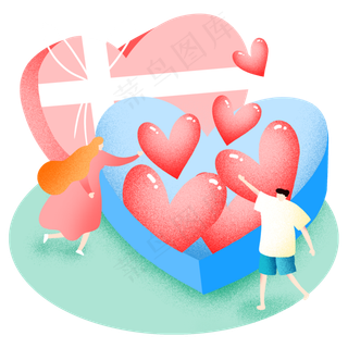 七夕节蓝色爱心礼盒