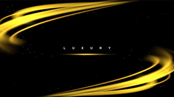 背景奢华波浪矢量抽象现代亮色金色设计元素，具有闪光效果。