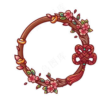 桃花吉祥结头像边框