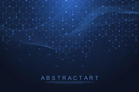 六边形以几何形状为抽象背景。科学、技术概念。