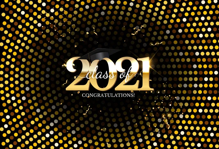 2021年毕业班，带毕业帽和五彩纸屑。eps,ai矢量模版下载