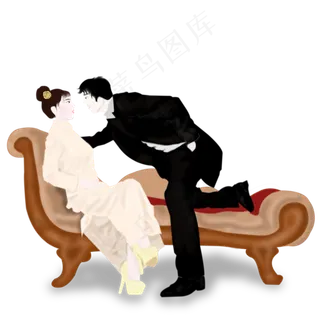 七夕节夜上海情侣壁咚透明底图