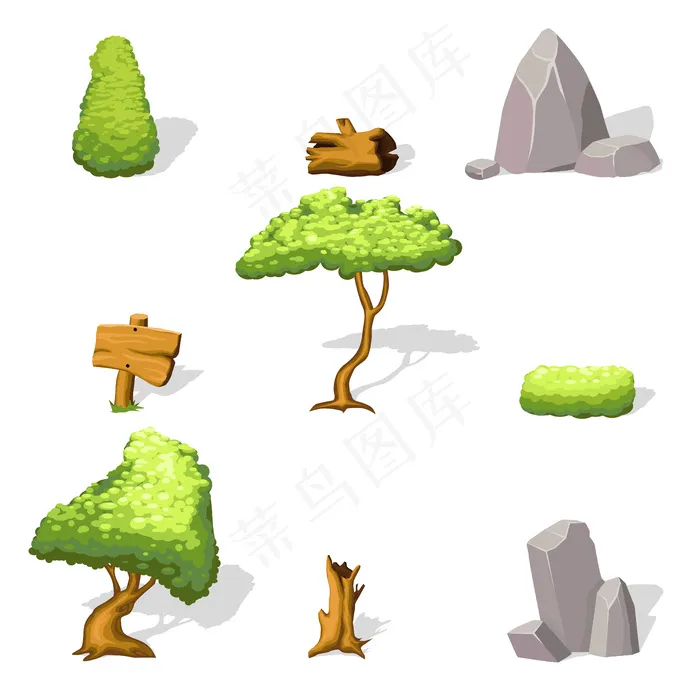 自然景观要素集eps,ai矢量模版下载