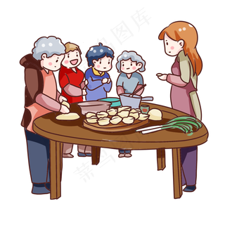 手绘卡通立冬吃饺子