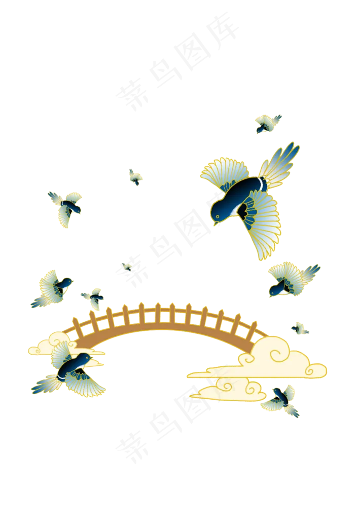 鹊桥喜鹊边框(1024X1536(DPI:300))psd模版下载