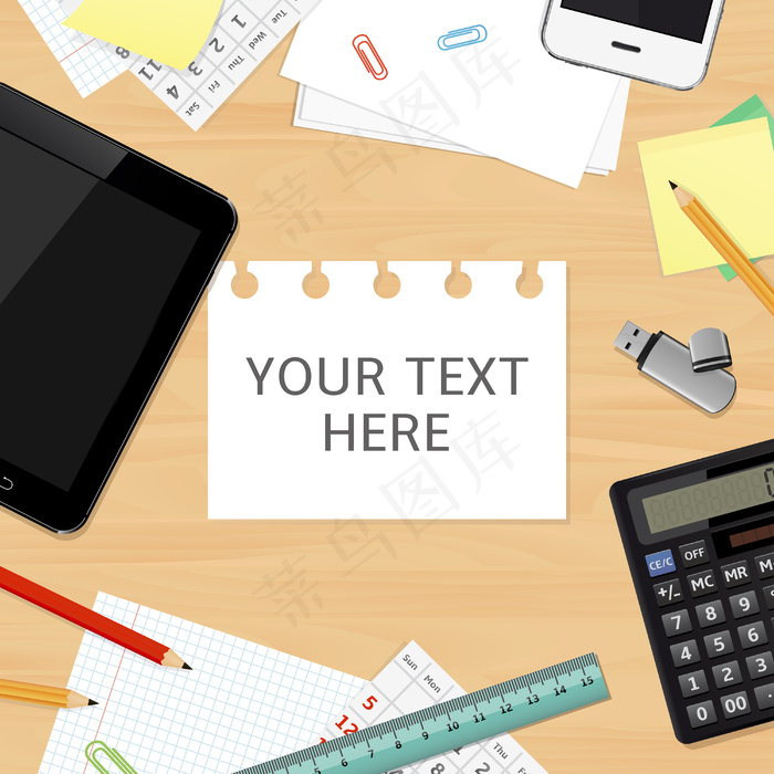 空白办公桌背景和文本复制空间